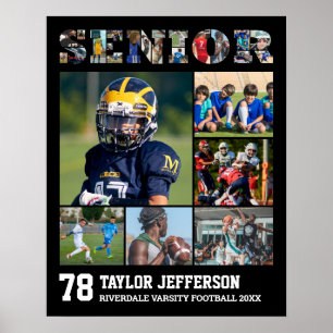 Senior Night Sports Team Speler Fotocollage Poster