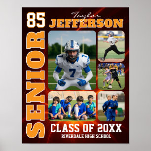 Senior Night Sportteam Aangepaste Foto Collage Poster