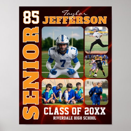 Senior Night Sportteam Aangepaste Foto Collage Poster (Voorkant)