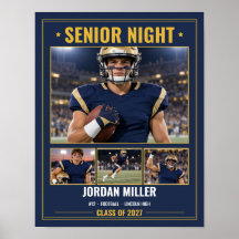 Senior Night Voetbalspeler Foto Collage