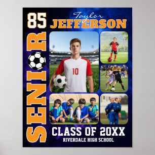 Senior Night Voetbalspeler Sport Foto Collage Poster