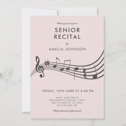 Senior Overweging Muziekconcert Elegante Muzieknot Kaart (Voorkant)