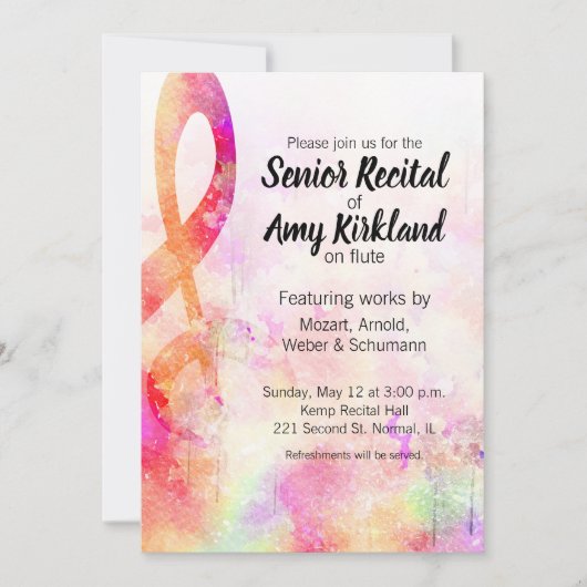 Senior Overweging Waterverf Treble Clef Kaart (Voorkant)