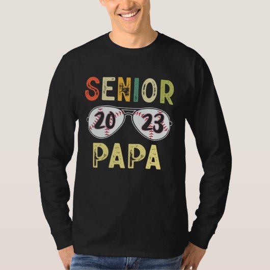 Senior Papa 2023 Cool Proud Papa Baseball Senior G T-shirt (Voorkant)
