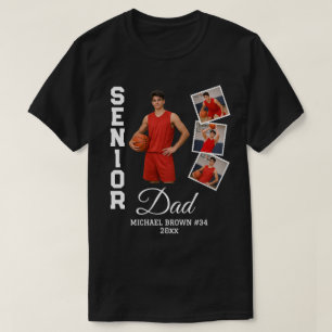 Senior papa aangepaste fotocollage naam nummer jaa t-shirt