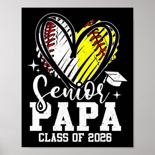 Senior Papa Cl Van 2026 Honkbal Softbal Afstuderen Poster (Voorkant)