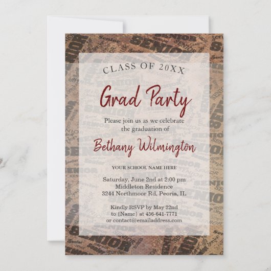 Senior Photo Afstuderen - Barnwood Kaart (Achterkant)