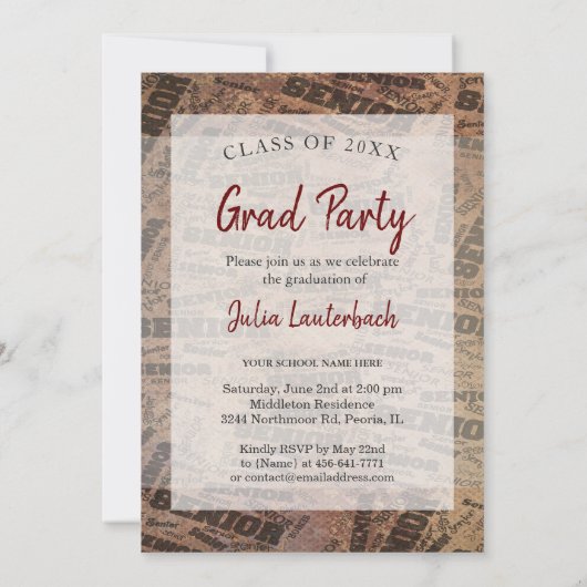 Senior  Photo Afstuderen Kaart (Achterkant)