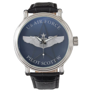Senior Pilot Wings Gepersonaliseerd cadeau Horloge