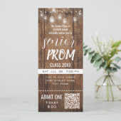 Senior Prom Rustic Ticket Party Invitation Kaart (Staand voorkant)