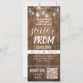 Senior Prom Rustic Ticket Party Invitation Kaart (Voorkant)