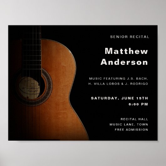 Senior recital gitaarmuziekconcert Modern Poster (Voorkant)