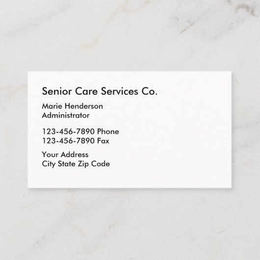 Senior Services Thema Visitekaartje (Achterkant)