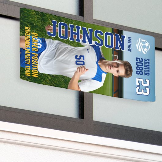 Senior Soccer Player Football Sports Photo Spandoek (Buitenkant Gebouw)