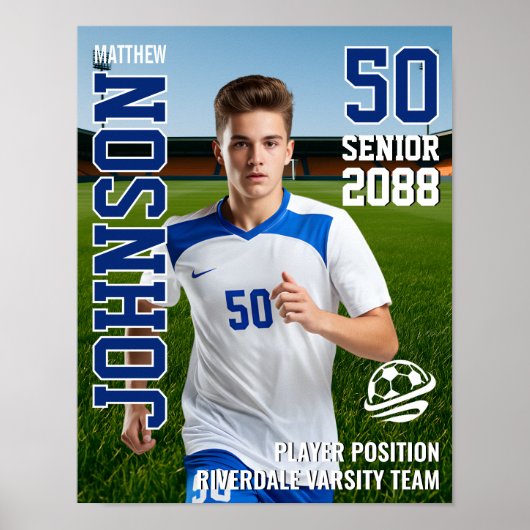 Senior Soccer Player Team Photo Custom Sports Poster (Voorkant)