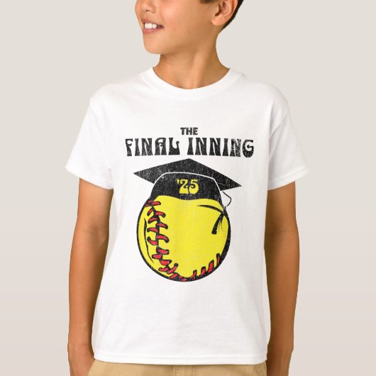 Senior Softbal 2025 The Final Inning Bedrukte Gra T-shirt (Voorkant)