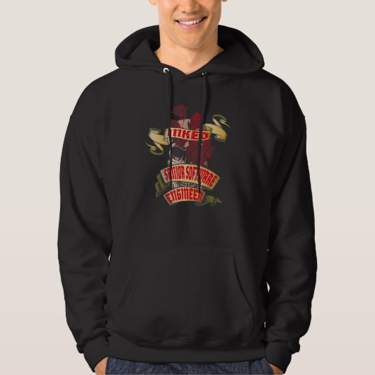 Senior Software Engineer Getatoeëerde Schedel & Ro Hoodie (Voorkant)