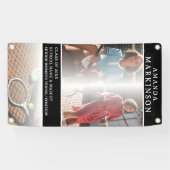 Senior Sport Tennisser Zwart Outdoor Banner (Horizontaal)