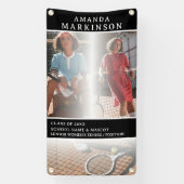 Senior Sport Tennisser Zwart Outdoor Banner (Verticaal)