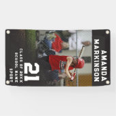 Senior Sport Zwart Grunge Outdoor Banner (Horizontaal)