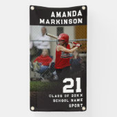 Senior Sport Zwart Grunge Outdoor Banner (Verticaal)