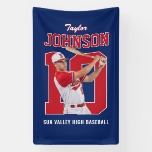 Senior Sports Honkbal Speler Nummer Aangepaste Fot Spandoek