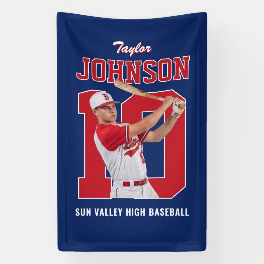 Senior Sports Honkbal Speler Nummer Aangepaste Fot Spandoek (Verticaal)