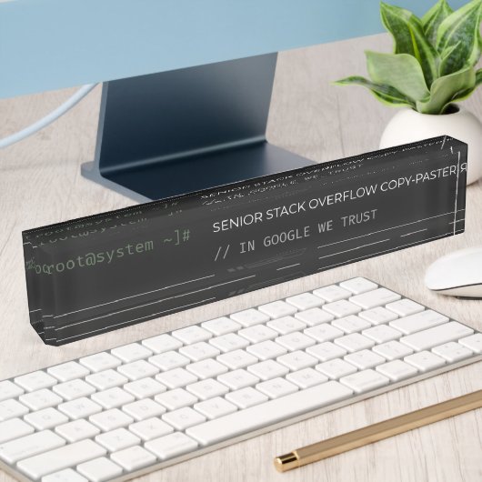 Senior Stack Overflow Copy-Paster Grappig Acrylaat Naambordje