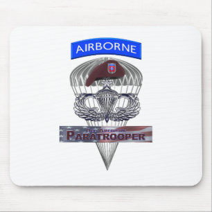 Senior Steel Jump Wings met Airborne Tab & Beret Muismat