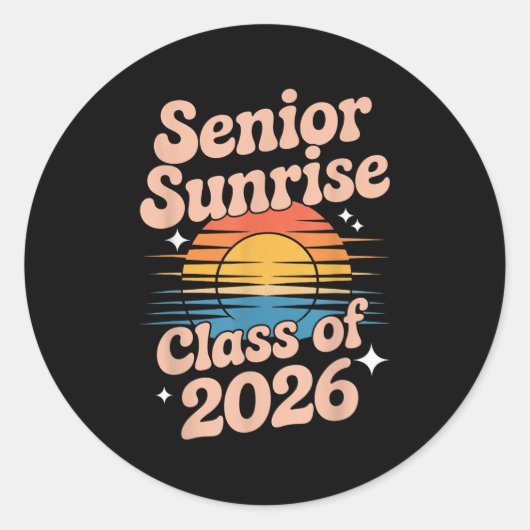 Senior Sunrise 2026 High School 12e twaalfde klas Ronde Sticker (Voorkant)