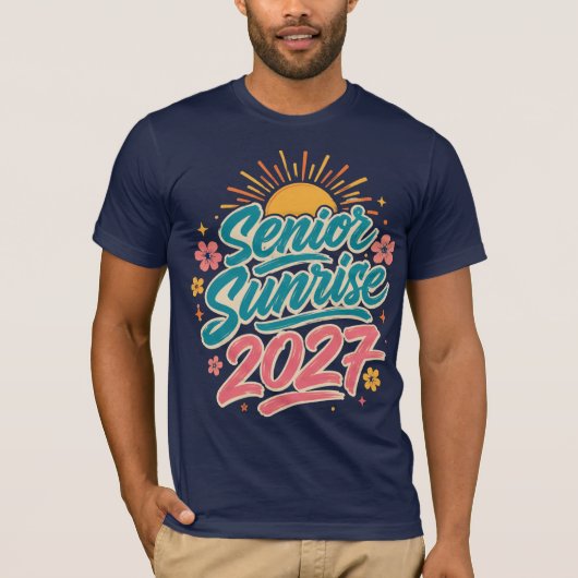 Senior Sunrise 2027 Retro Brush Script Afstuderen T-shirt (Voorkant)