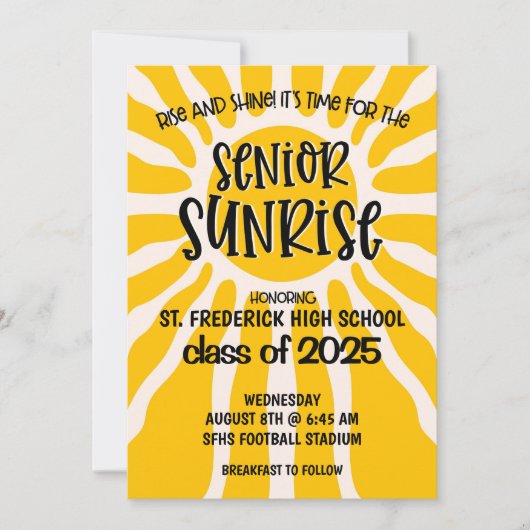Senior Sunrise High School Senior Week Uitnodiging (Voorkant)