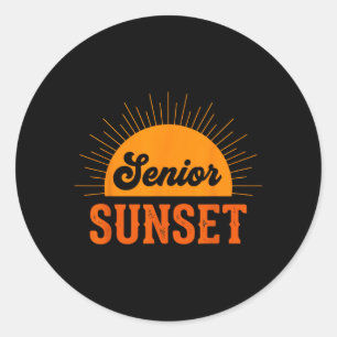 Senior Sunset Retro Afstudeerklas 2026 Grafisch 1 Ronde Sticker