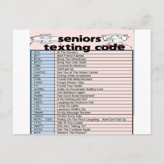 Senior Texting Code Briefkaart (Voorkant)