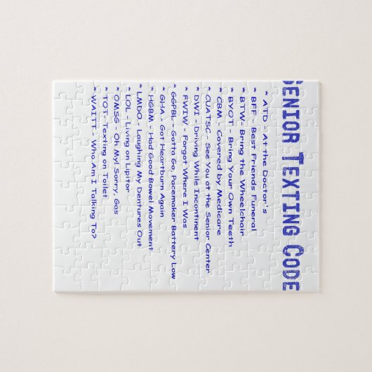 Senior Texting Code Legpuzzel (Horizontaal)