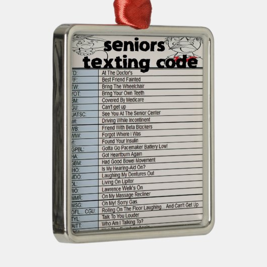 Senior Texting Code Metalen Ornament (Rechts)