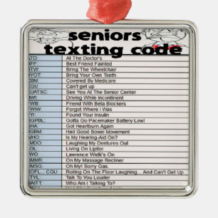Senior Texting Code Metalen Ornament
