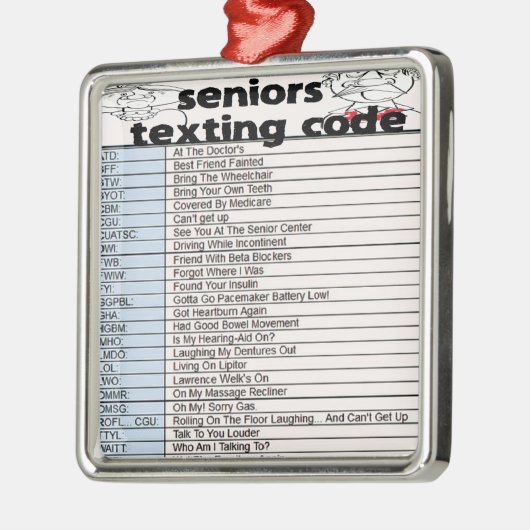 Senior Texting Code Metalen Ornament (Links)