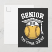 Senior The Final Inning 2026 Softbal Afstuderen Aankondigingskaart (Voorkant / Achterkant)