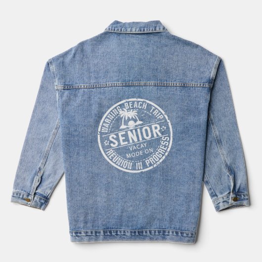Senior Trip in Progress Palm Tree Beach 50th 60th Denim Jacket (Achterkant)