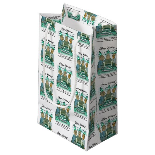 Senior Verjaardag Kleine Gift Bag Klein Cadeauzakje (Voorkant Gekanteld)