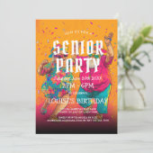 Senior verjaardagsfeestje en grootouders kaart (Staand voorkant)