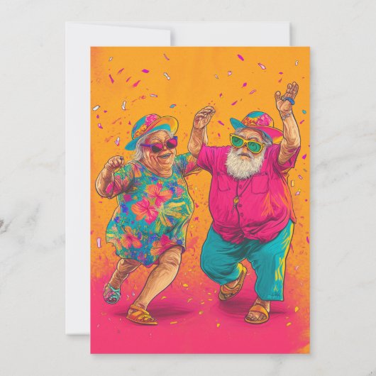 Senior verjaardagsfeestje en grootouders kaart (Achterkant)