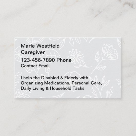 Senior verzorger Eenvoudige Visitekaartjes (Voorkant)