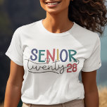 Senior vet kleurrijk afstuderen op maat jaar t-shirt<br><div class="desc">Vier je laatste jaar met dit moderne en stijlvolle T-shirt met een gewaagde "SENIOR twinXX" in all-petten en kalligrafie retro-kleuren lettertypen.</div>