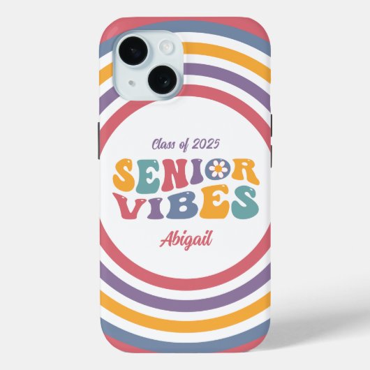 Senior Vibes Groovy Klasse van 2025 Afstudeerder Case-Mate iPhone Case (Achterkant)