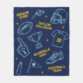 Senior Voetbal Doodle Tekening Aangepaste Kleur Fleece Deken (Voorkant)