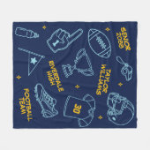 Senior Voetbal Doodle Tekening Aangepaste Kleur Fleece Deken (Voorkant (Horizontaal))