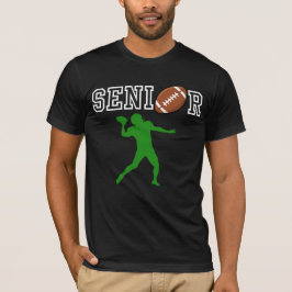 Senior Voetbal Quarterback met Groene Silhouet T-shirt