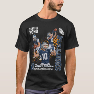 Senior Voetbalspeler Aangepaste Fotocollage Blauw T-shirt